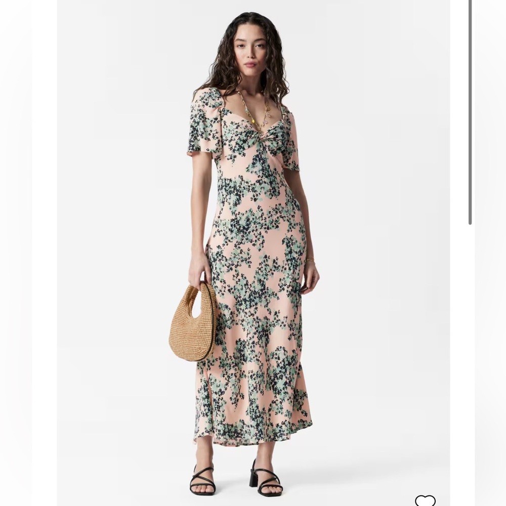 & Other Stories NEW Flutter Sleeve Floral Midi Dress